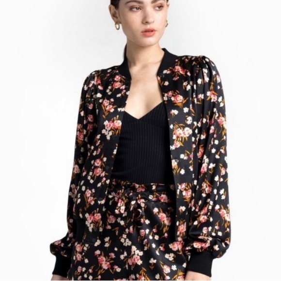 A.L.C. Kelley Floral Bomber Silk Blend Jacket size Small - Picture 1 of 11
